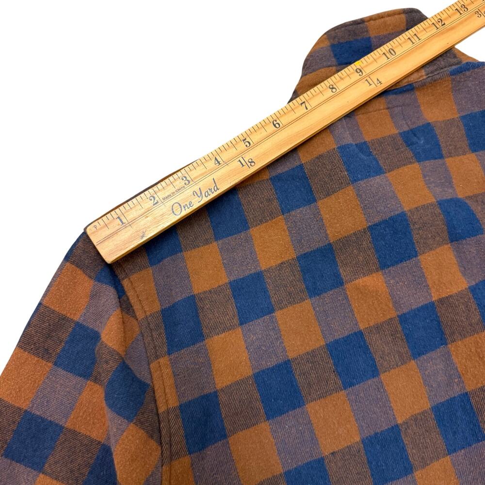 Nomad Brown Navy Buffalo Plaid Flannel Outdoorsy Lumnerjack Shirt Mens M - Picture 7 of 9